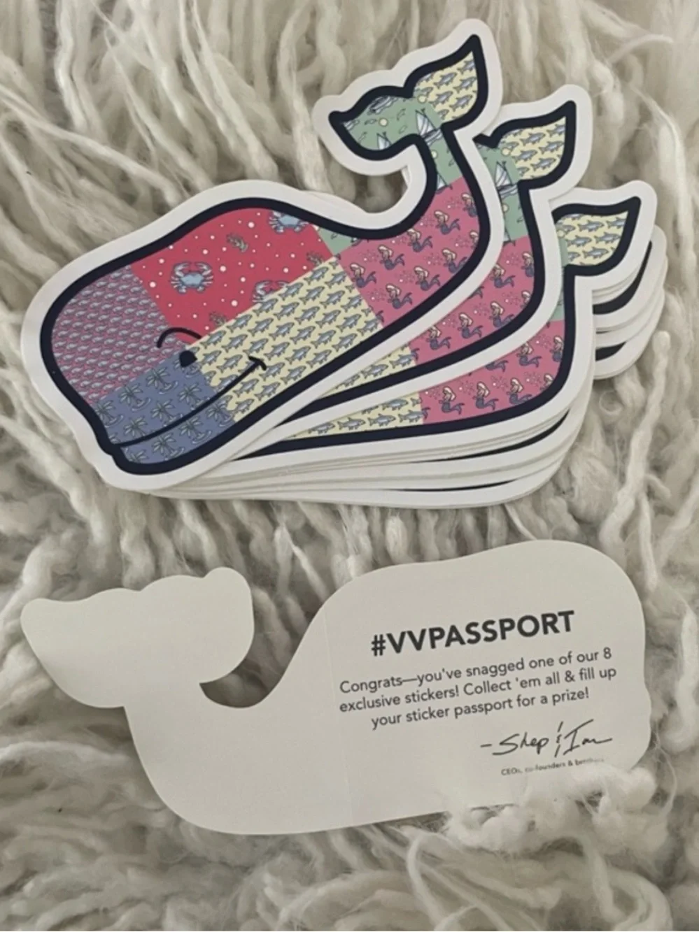 FOR BUYER: 3 Patchwork Whale Stickers
